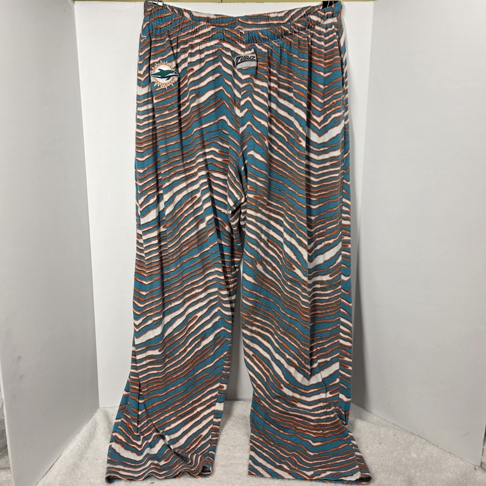 Vintage Miami Dolphins Zubaz Men's XL Pants NFL Zebra Stripes Drawstring USA - Picture 1 of 13